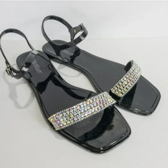 Olivia Miller Palizzi Jelly Sandals Black -9 - Picture 5 of 6